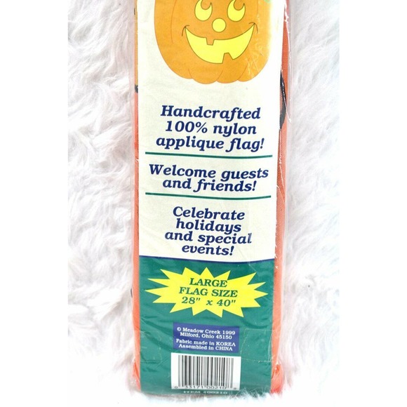 Halloween Black Kitty Cat Jack O Lantern Large Flag Sculpted Banner 28" x 40" - Picture 3 of 6